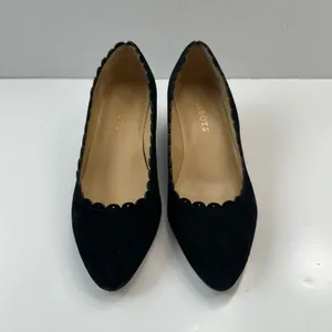 Talbots Black Suede Scalloped‎ Wedge Heel Pumps Shoes Women's Size 6.5 thumbnail 2