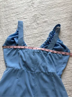 Abercrombie & Fitch Cinched Neck Slip Midi Dress Blue Medium Petite thumbnail 5