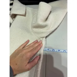 Zara Biker Jacket Women Medium White Boucle Asymmetric Zip Oversized Minimalist thumbnail 6