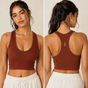 Free People Movement Free Throw Crop Tank Women S Rust Ribbed Racerback Top Yoga thumbnail 2