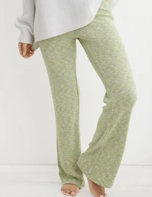 Aerie Soft High Waisted Baby Flare Pants Women's L Jade Green Yellow‎ thumbnail 1