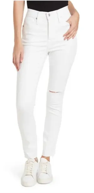 Madewell 10" High Rise Skinny Distressed Raw Hem Jeans in Pure White NWT | 30 thumbnail 1