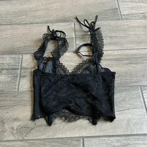Lace zip side corset Black thumbnail 4
