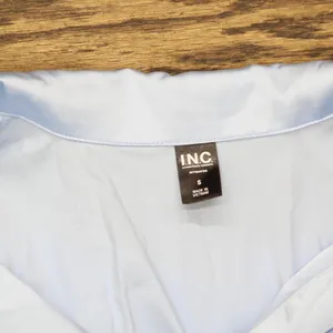 INC International Concepts Satin Short Sleeve Pajama Shirt Pale Spring Blue S thumbnail 4