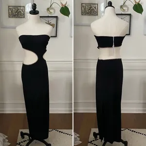 NWT Saints & Secrets Dress Gown Cut Out Strapless Black Copper Bling M thumbnail 2