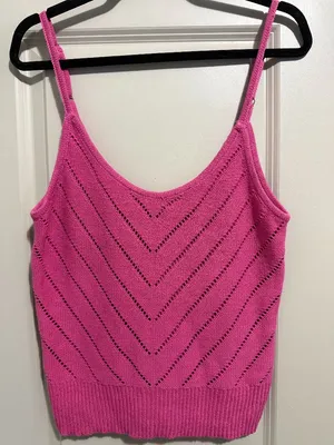 Roxy Pink Fitted Ribbed Chevron Knit Camisole Womens Tank Top XL New Unworn thumbnail 1