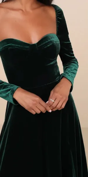 LULU's Prom Wedding Sexy Elegant Romantic Velvet Bustier Holidays Midi Dress thumbnail 1