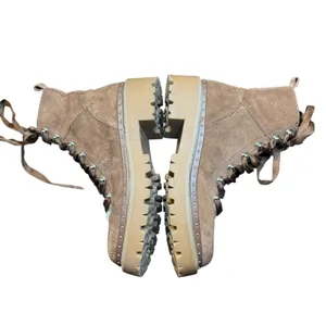 Steve Madden Boots Womens Size 7.5 Brown Leather Rainier Faux Fur‎ Ankle Lug thumbnail 7