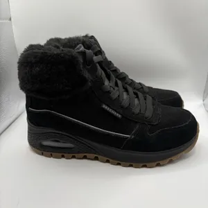 Skechers Womens Uno Rugged Wintriness 167822 Black Suede Fuzzy Boots Size 7 thumbnail 2