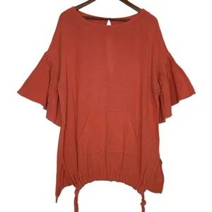 Free People Gauze Mesh Tunic Dress Oversized Cinnamon Orange Top L Boho‎ thumbnail 4