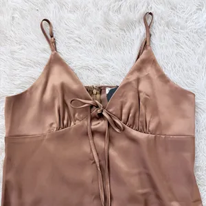 Mimosa Silky Slip Mini Dress In Milk Chocolate Brown Size M - NWT thumbnail 3