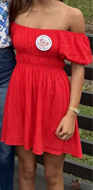American Threads Red Off the shoulder dress thumbnail 1