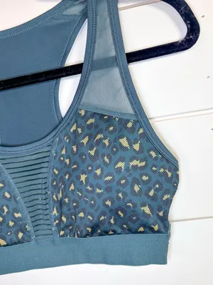 Zyia Teal Blue Leopard Bomber Bra, EUC, Size Medium thumbnail 7