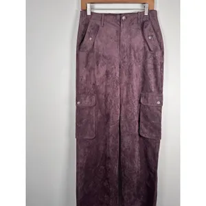 Blank NYC FRANKLIN IN ZINFANDEL Cargo Pants Women 27 Brown Faux Suede Wide Leg thumbnail 5