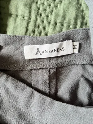 ANRABESS Medium Slate Blue Linen Blend Sleeveless Wide Leg Overalls Jumpsuit thumbnail 5
