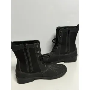 Women's Clarks-Carima Luna-Black Leather Textile Zip Boots Sz 9.5 M C-2 thumbnail 5