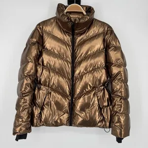 Athleta Lofty Down Puffer Jacket Size Small Bronze Metallic Winter Coat Gorpcore thumbnail 2