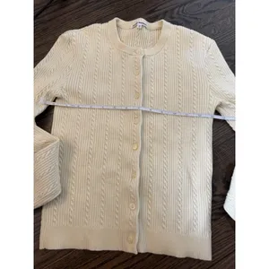REFORMATION Natalie Cable Stich Cardigan Sweater In Lemon Icing XS NEW READ thumbnail 4