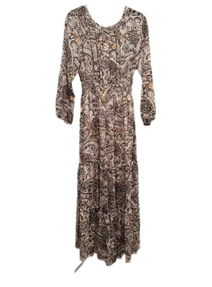 12 Kate and Lily Women’s Paisley Tiered Maxi Lightweight Formal Neutral Dress thumbnail 3