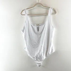 Free People Pippa Notched Wire Tank Top Bodysuit White XL thumbnail 2
