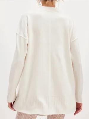 Free People Phoebe Pullover Sweater Size M Oversized Tunic in Ivory thumbnail 2