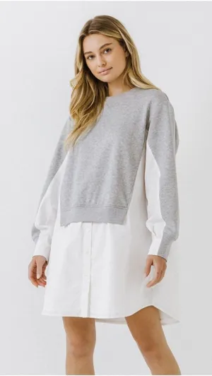 English Factory Poplin Combo Knit Dress Size‎ Small thumbnail 1