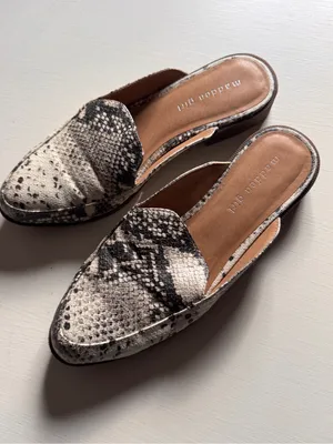 Madden Girl Black & Cream Snake-Print Slide Mules thumbnail 6