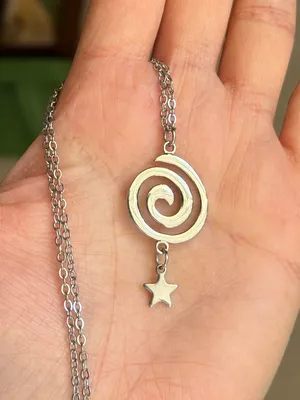 Handmade fully stainless steel spiral swirl uzumaki funky boho grunge style necklace🌀 thumbnail 2