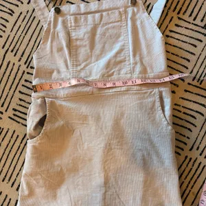 Casual Cream Elastic Waist Overall Corduroy Dress One Size thumbnail 6