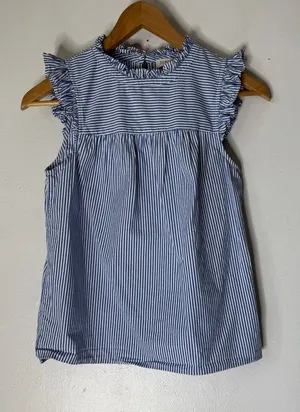 J Crew Factory 2 Shirt Tank Top Pullover Blue White Stripe‎ Sleeveless Cotton thumbnail 1