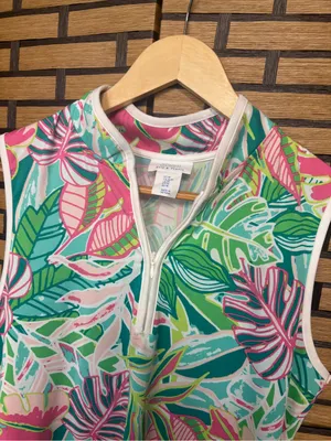 Sigrid Olsen pink and green golf and tennis tank medium thumbnail 3