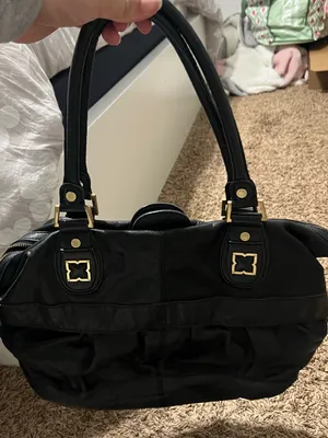 BCBGMaxAzria Black Shoulder Satchel with Gold Hardware thumbnail 5