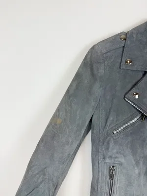 Doma Gray Suede Moto Jacket Size Small thumbnail 9