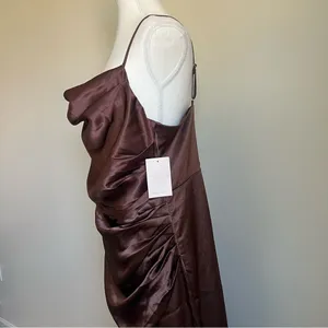 Birdy Grey Lydia Shiny Satin Chocolate Brown Maxi Dress NEW Size XXL Bridesmaid thumbnail 7