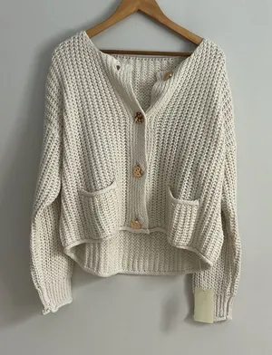 HALARA Cream Button-Up Cardigan thumbnail 1