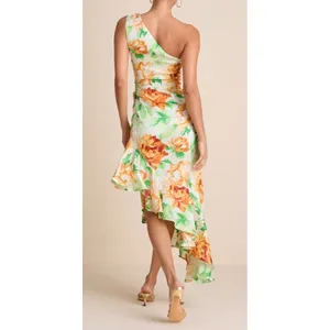 NWT Lulus Medium Divinely Blooming White Multi Floral One-Shoulder Midi Dress thumbnail 2