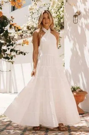 Petal & Pup Plara White Halterneck Maxi Dress M thumbnail 1