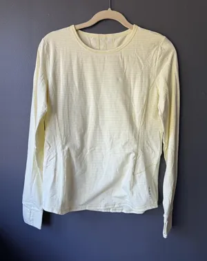 Talbots Light Yellow Striped Long Sleeve Athletic Shirt Large thumbnail 1
