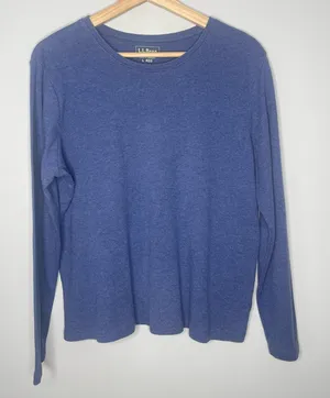 L.L. Bean Long-Sleeve‎ Crewneck Blue Tee (Large) thumbnail 1