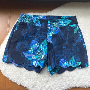 Attyre New York Blue Floral Scalloped Hem Shorts Navy Teal Purple Size 2 6H49575 thumbnail 3