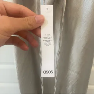 ASOS DESIGN Cami Maxi Satin Slip Dress with Lace‎ Up Back Size 6 in Silver NWT thumbnail 8