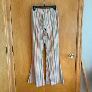 Free People Striped Flare Pants Boho Casual‎ Beachy Elastic Waist Womens thumbnail 2