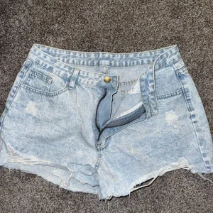 SHEIN Light Blue Distressed Jean Shorts thumbnail 1