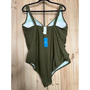 NWT Cupshe Ruched Underwire Bathing Suit Curvy Tummy Control 1-PC Swimsuit Sz 3X thumbnail 5
