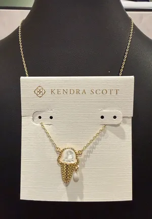 Kendra Scott | Gold Plated Vanilla Pearl Ice Cream Cone Pendant Necklace thumbnail 1