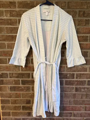 Carol Hochman Light Blue & White Striped Women's Robe thumbnail 1