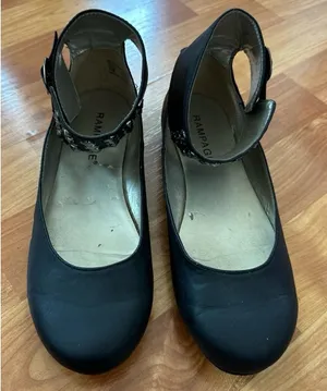 Rampage Mary Jane Ankle Strap Gladiator Ballet Flats‎ with Rhinestones Black thumbnail 1