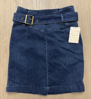 Free People Faded Indigo Denim Mini Skirt NWT Size 4 Belted thumbnail 1