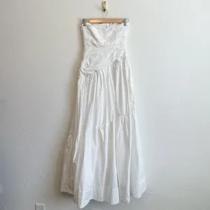 Shona Joy | NWT Maiori Strapless Tiered Maxi Long Formal Gown Dress, Ivory White thumbnail 4