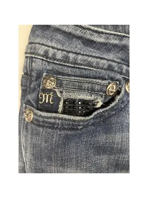 -Miss Me Boot Cut Denim Jeans Womens 29 Rhinestone Bling Flap Pocket Fleur de Li thumbnail 8